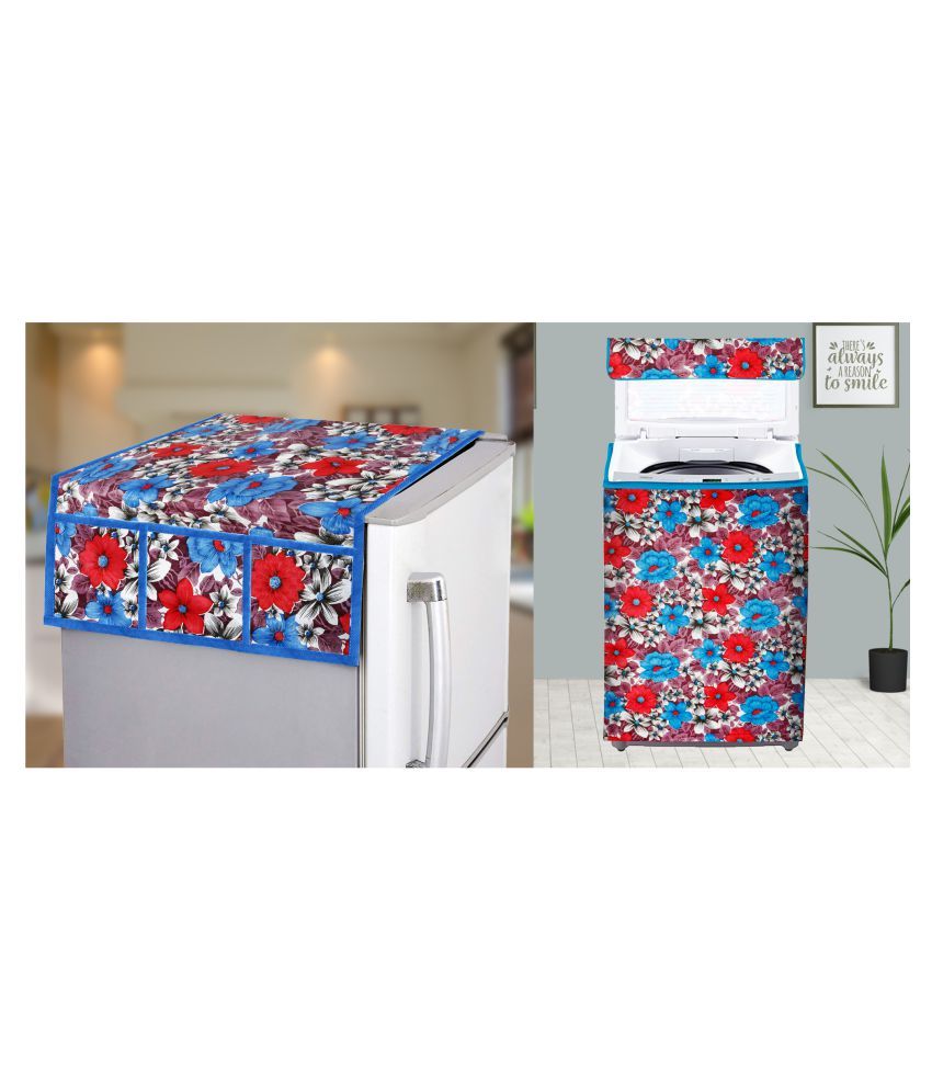     			E-Retailer Set of 2 PVC Blue Washing Machine Cover for Universal Top Load