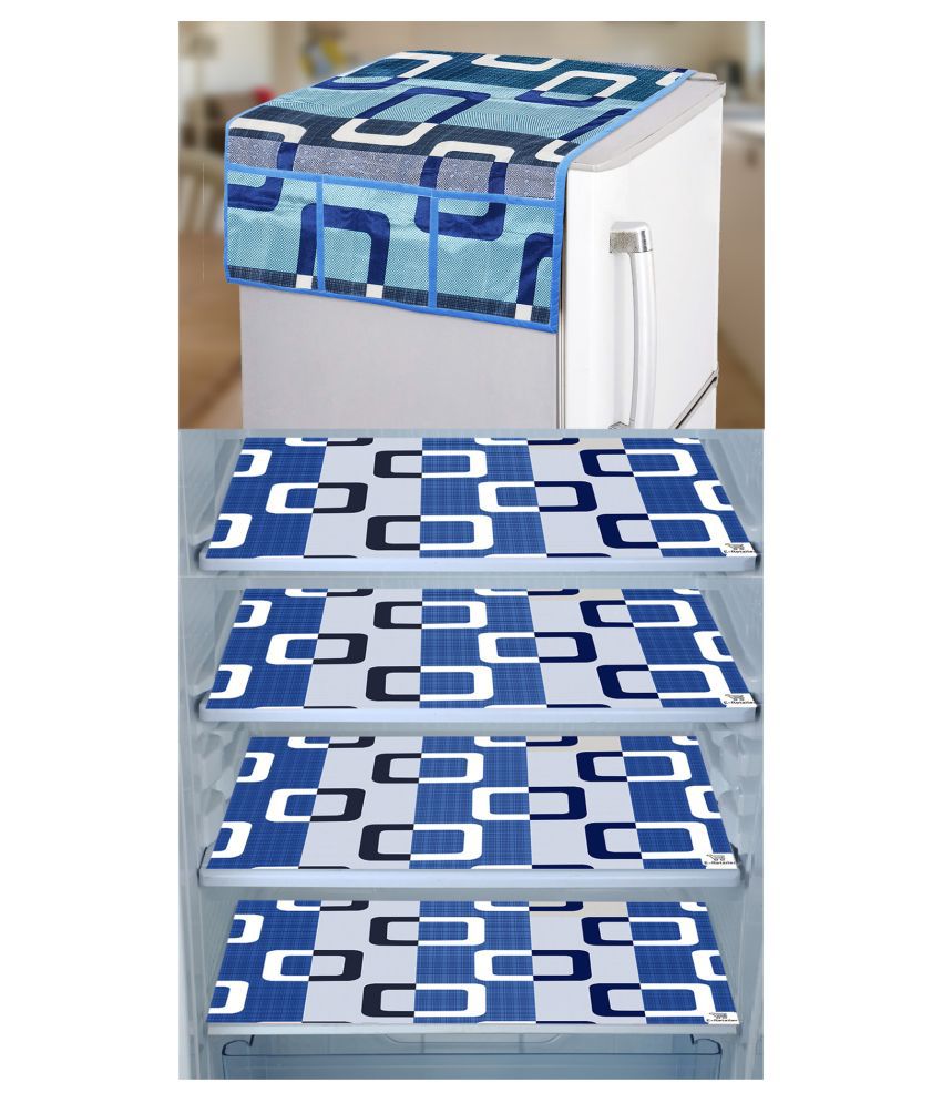    			E-Retailer Set of 5 Polyester Blue Fridge Top Cover