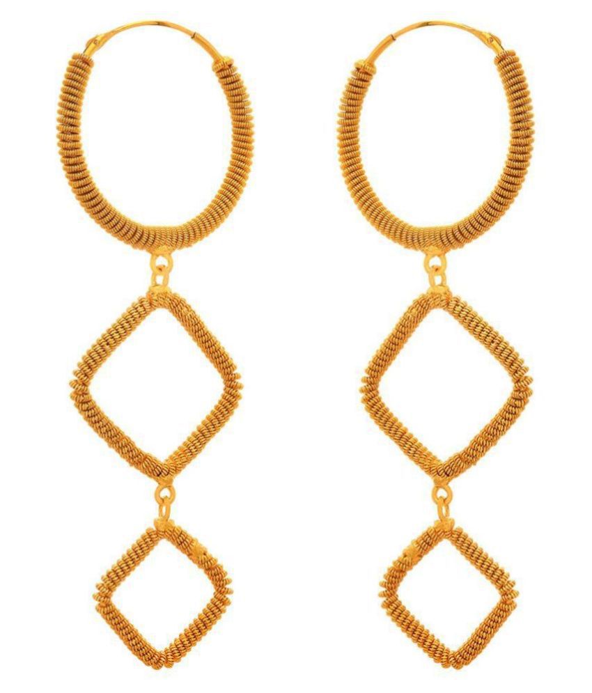     			JFL - Traditional Ethnic One Gram Gold Plated Western Designer Three Step Stylish Trendy Dangler Earring For Women and Girls