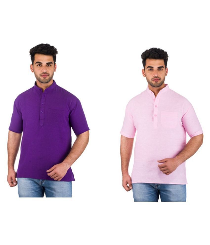     			DESHBANDHU DBK Multi 100 Percent Cotton Kurta Pack of 2