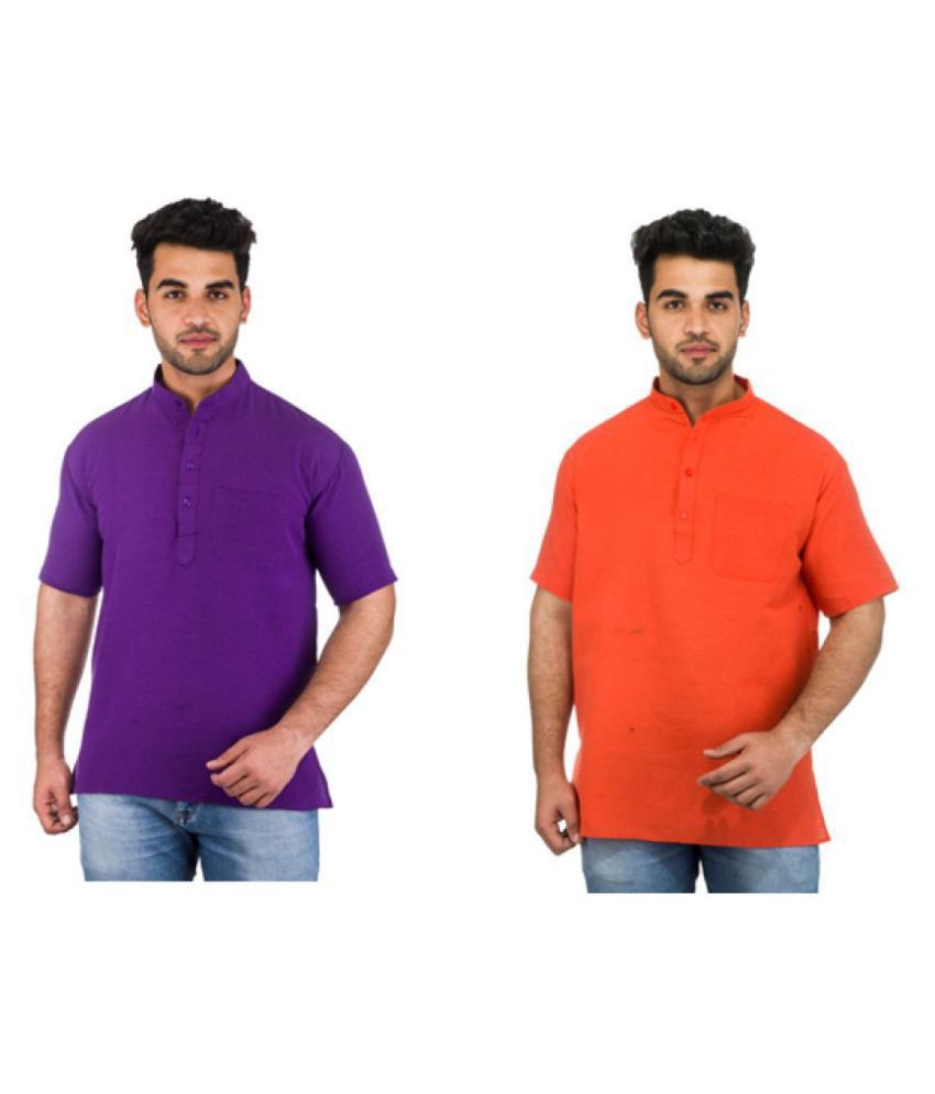     			DESHBANDHU DBK Multi 100 Percent Cotton Kurta Pack of 2