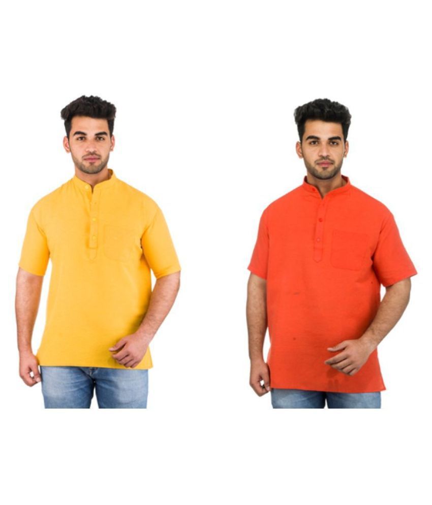     			DESHBANDHU DBK Multi 100 Percent Cotton Kurta Pack of 2