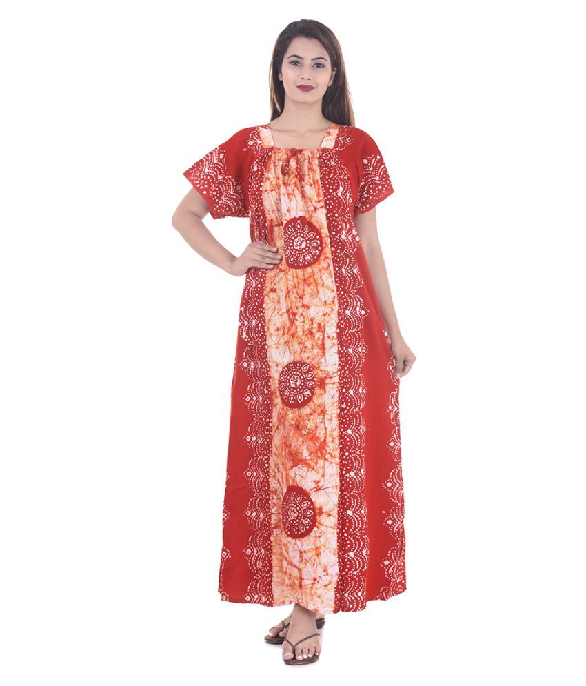     			Raj Cotton Nighty & Night Gowns - Red