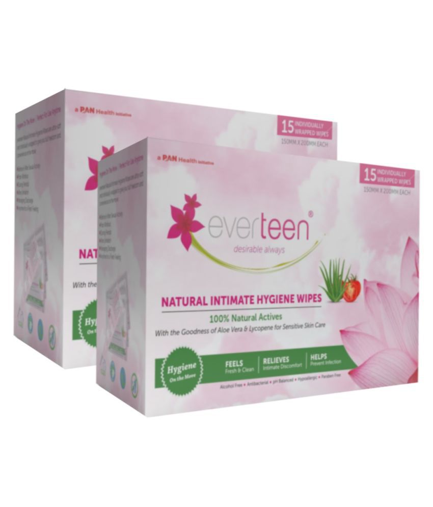 Everteen Feminine Hygiene Wipes - 2 Packs 30 Intimate Wipes Floral Pack of 2