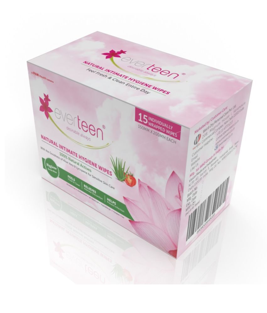 everteen Feminine Intimate Hygiene Wipes for Women 3 Packs (15