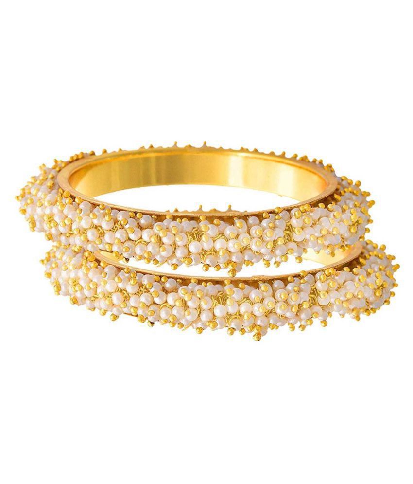     			Gold Plated Pearl & Gold Beads Designer Thick & Heavy Traditional Ethnic Western Imported Kada Bangle Women & Girls