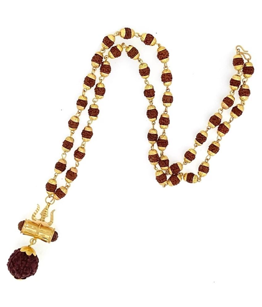 shiv omkar Lord Shiv Trishul Damru Locket With Puchmukhi Rudraksha Mala ...