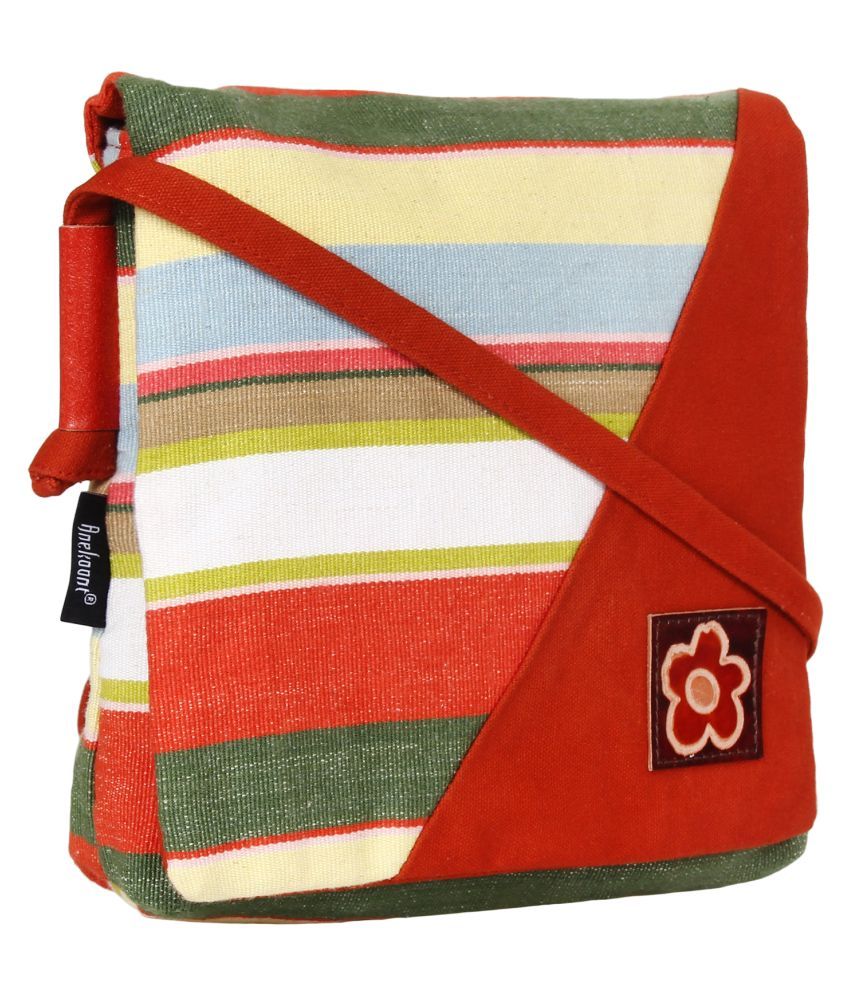 Anekaant Red Cotton Sling Bag Buy Anekaant Red Cotton Sling Bag