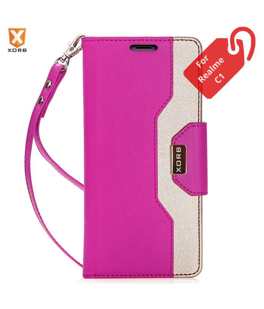 Realme C1 Flip Cover by XORB Pink Flip Covers Online at Low Prices