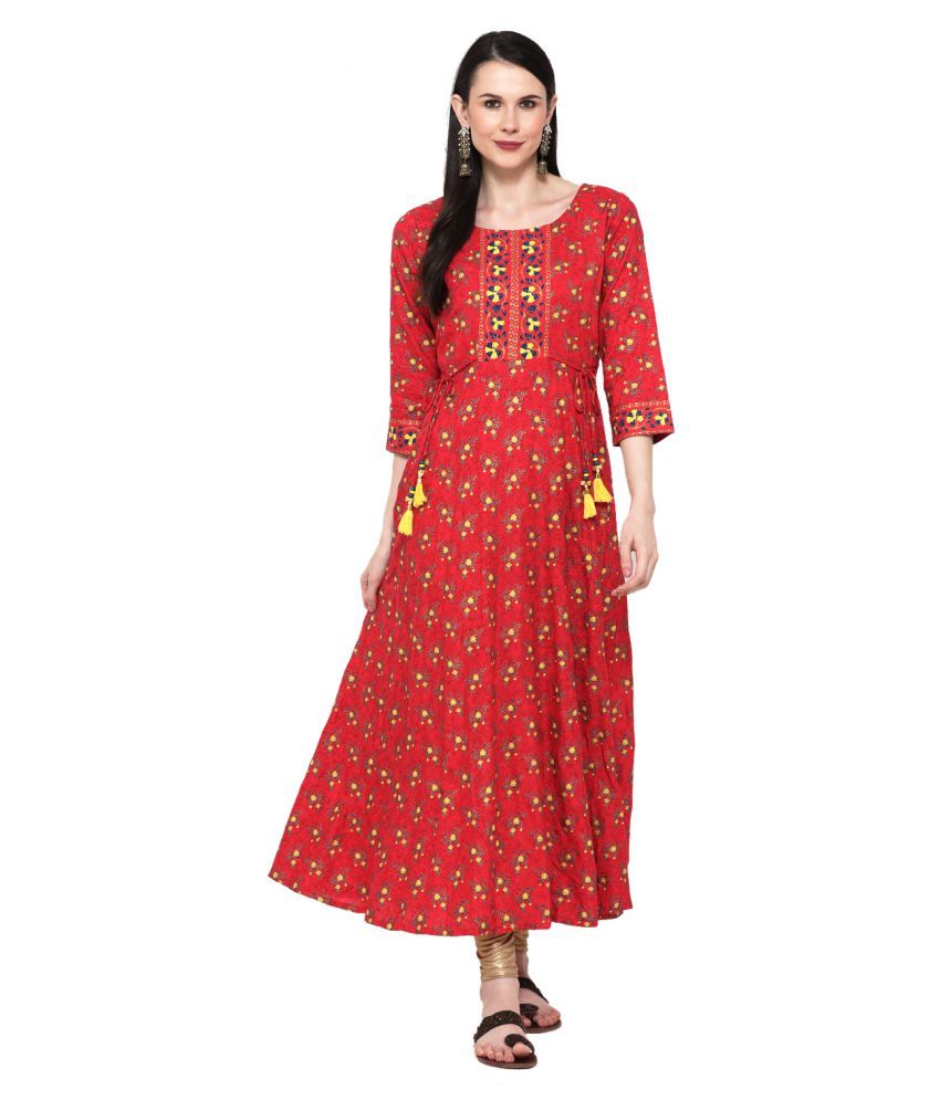 red lakhnavi kurti