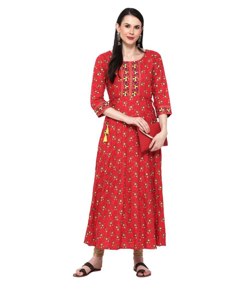 red lakhnavi kurti