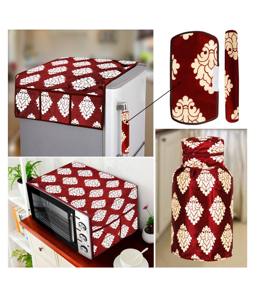     			E-Retailer Set of 5 Polyester Red Fridge Top Cover