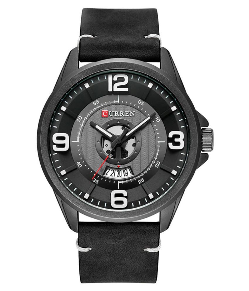 Curren CR 8305 Black PU Analog Men #039;s Watch