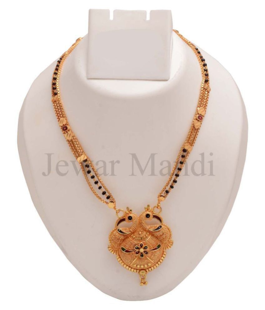     			Jewar Mandi Mangalsutra Gold Plated Black Crystal Rich Look Latest Designer Daily Use Jewelry for Women