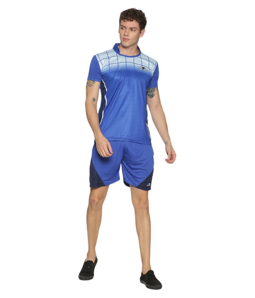     			HPS Sports Men's Regular Fit Blue Cotton Football Sports Wear