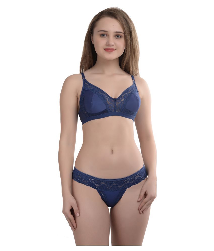     			Viral Girl Satin Women's Bra & Panty Set ( Blue )