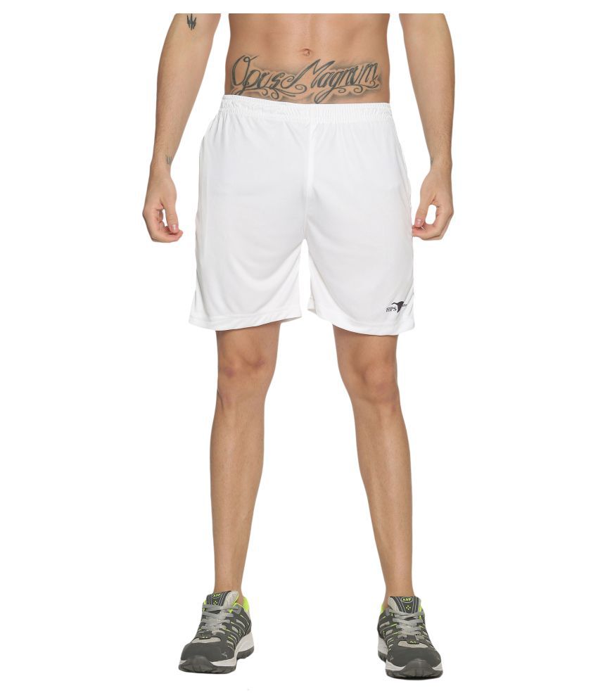     			HPS Sports White Polyester Outdoor & Adventure Shorts