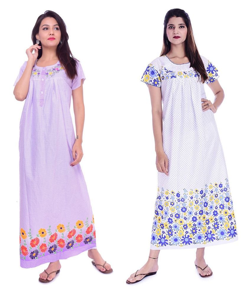 Buy Apratim Cotton Nighty & Night Gowns - Multi Color Online at Best ...