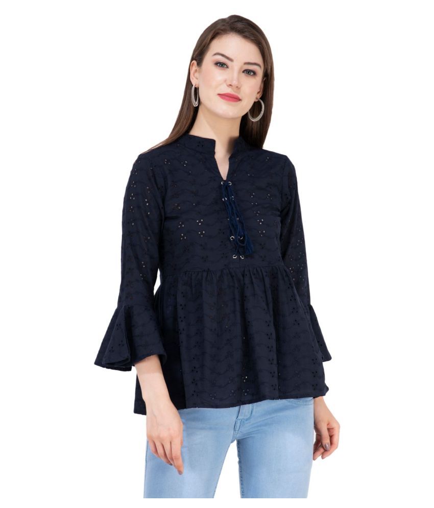     			SAAKAA - Navy Rayon Women's Empire Top ( Pack of 1 )