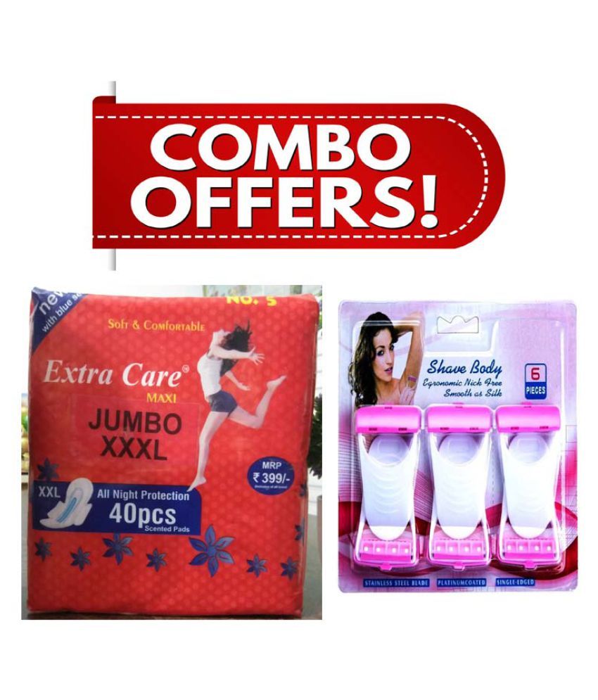 Extra Care Soft Sanitary Pads & Disposable Razor Combo Regular 40