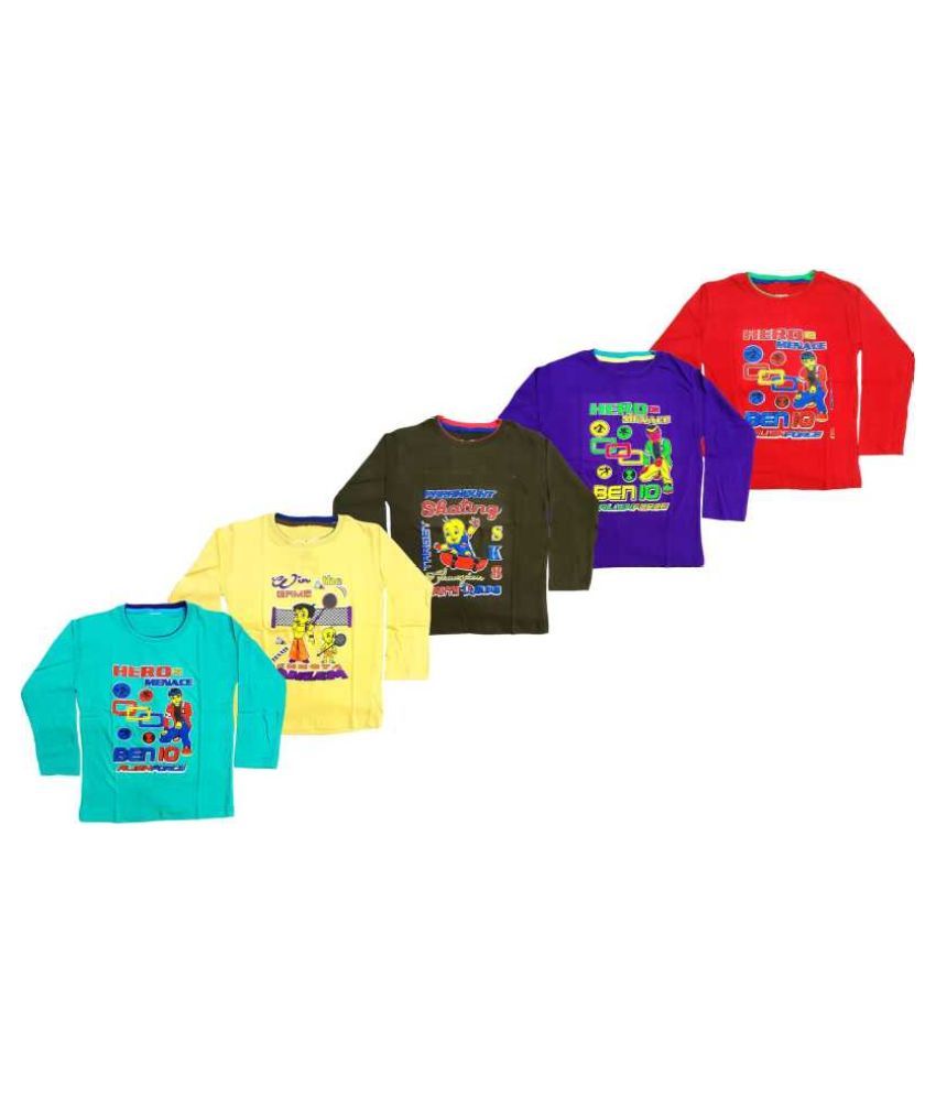     			ROMING MOON INTERNATIONAL Pack of 5 Boys Cotton T-Shirt ( Multi Color )