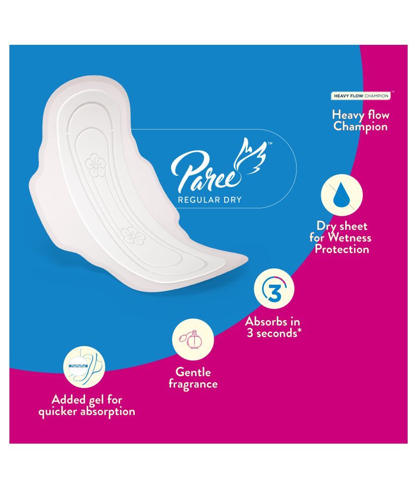 PAREE Dry Feel Sanitary Pads For Heavy Flow 20 Pads Regular 100