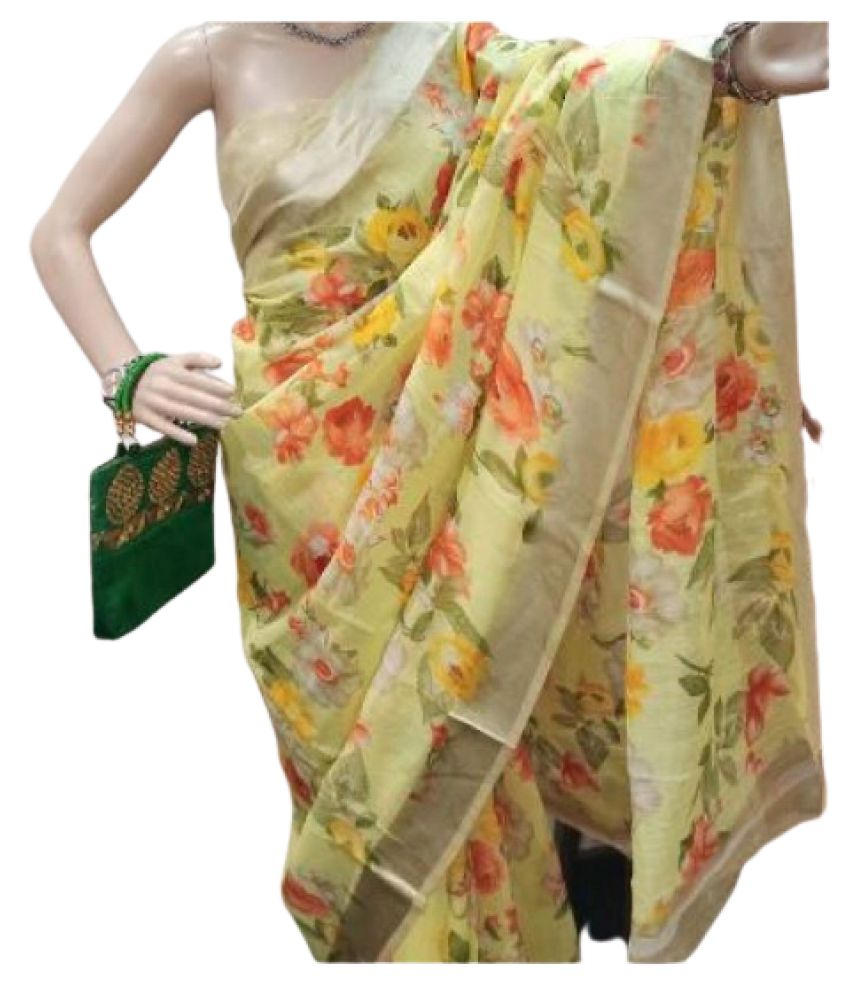 Designer Merge Yellow Linen Saree Buy Designer Merge Yellow Linen