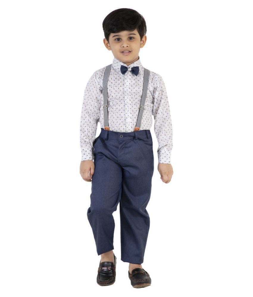     			Fourfolds Ethnic Wear 2 Piece Suit Set with Bow-Tie, Shirt and Trousers for Kids and Boys_FC048