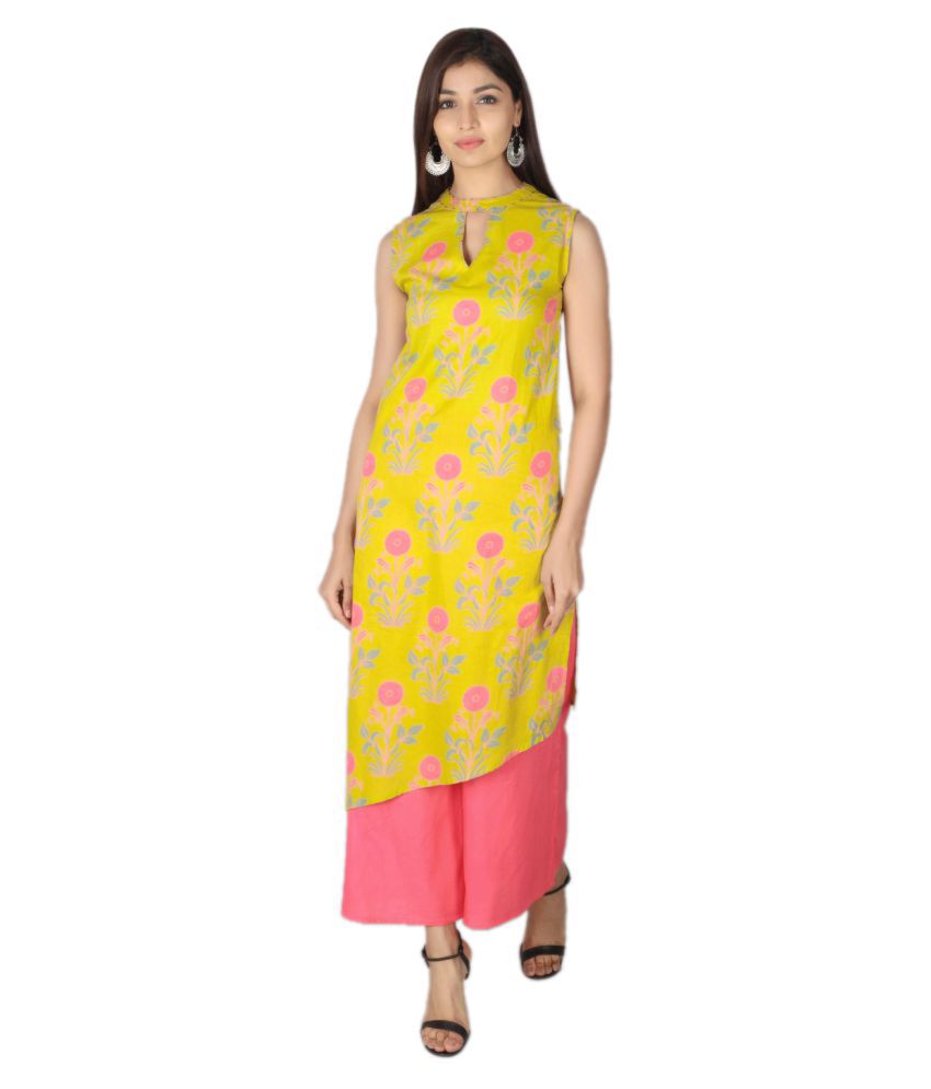 LIVZA Cotton Kurti With Palazzo  Stitched Suit  Buy LIVZA Cotton Kurti  With Palazzo  Stitched Suit Online at Low Price  Snapdealcom
