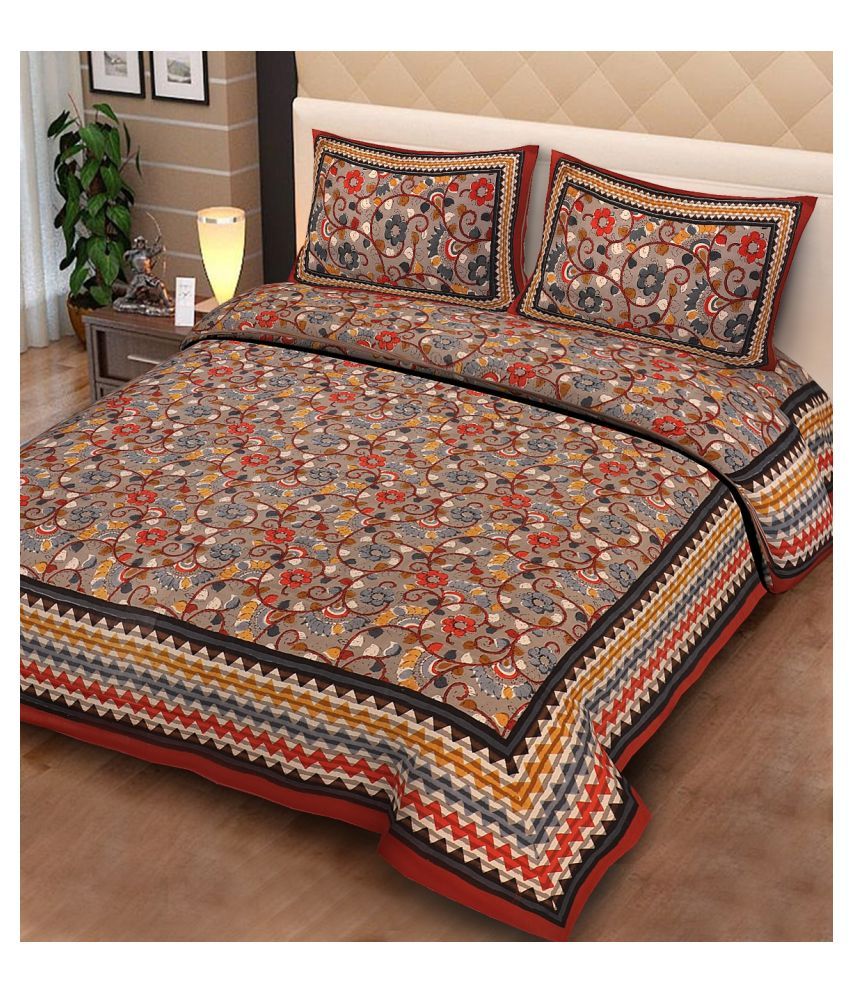 Fashion Mart Cotton Double Bedsheet with 2 Pillow Covers ( 275 cm x 253