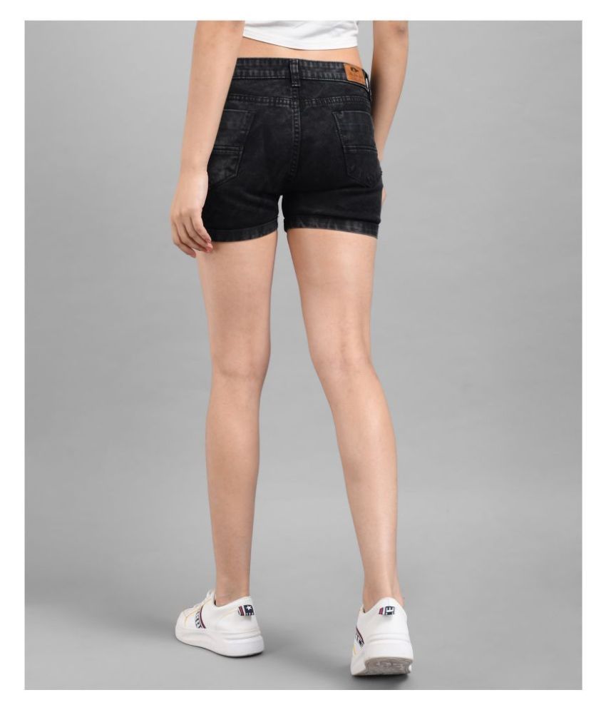 black denim hot pants