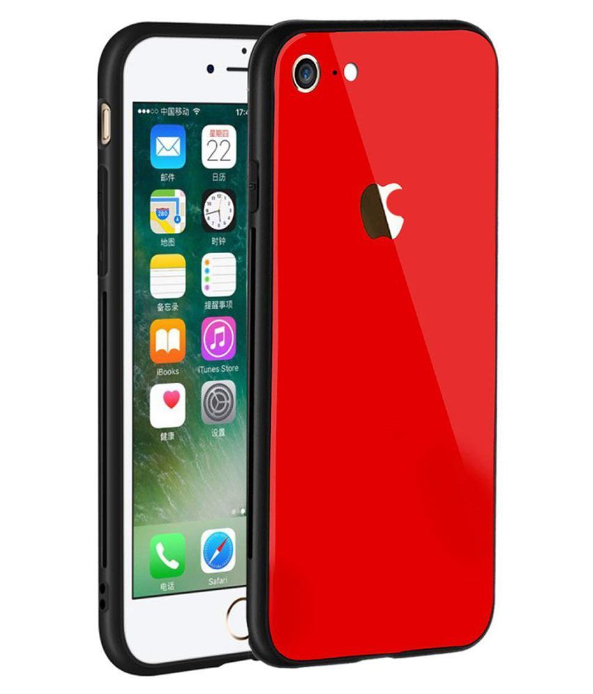 Apple iPhone 5S Glass Cover CLICKFLEEK Red Plain Back