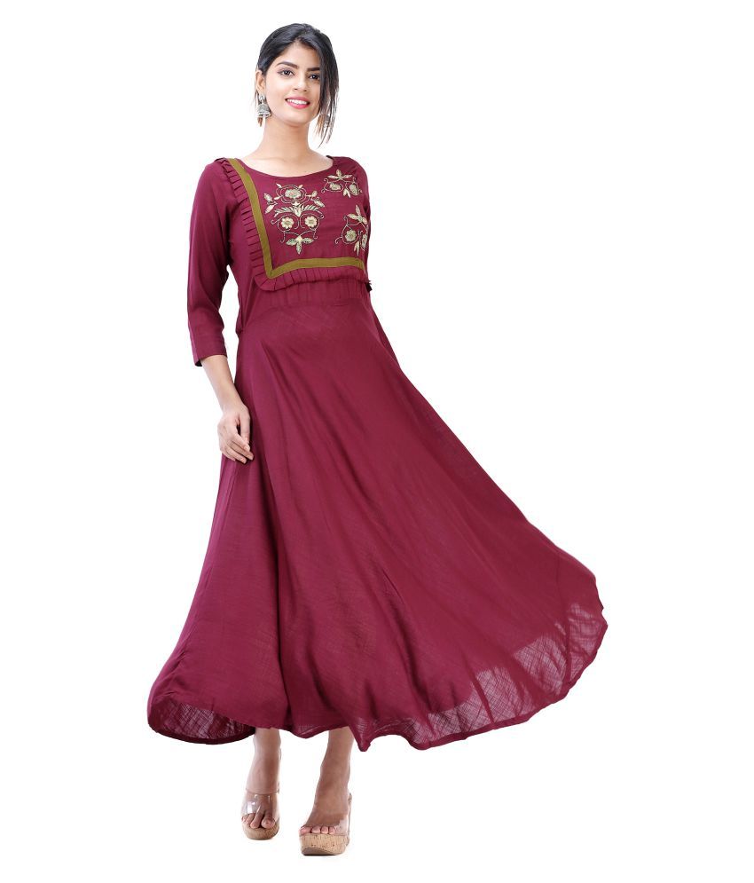 Dhaulani Creation Silver Art Silk Anarkali Kurti  Buy Dhaulani Creation  Silver Art Silk Anarkali Kurti Online at Best Prices in India on Snapdeal