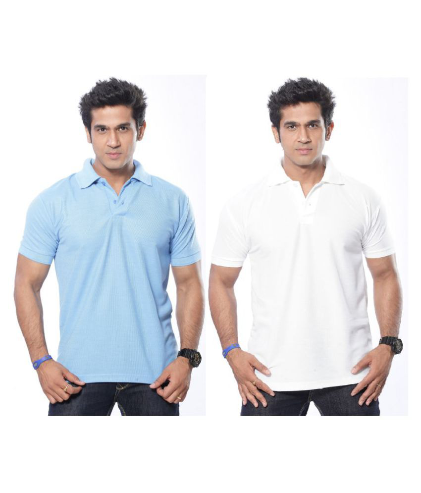     			SKYRISE Cotton Blend Multicolor Plain Polo T Shirt