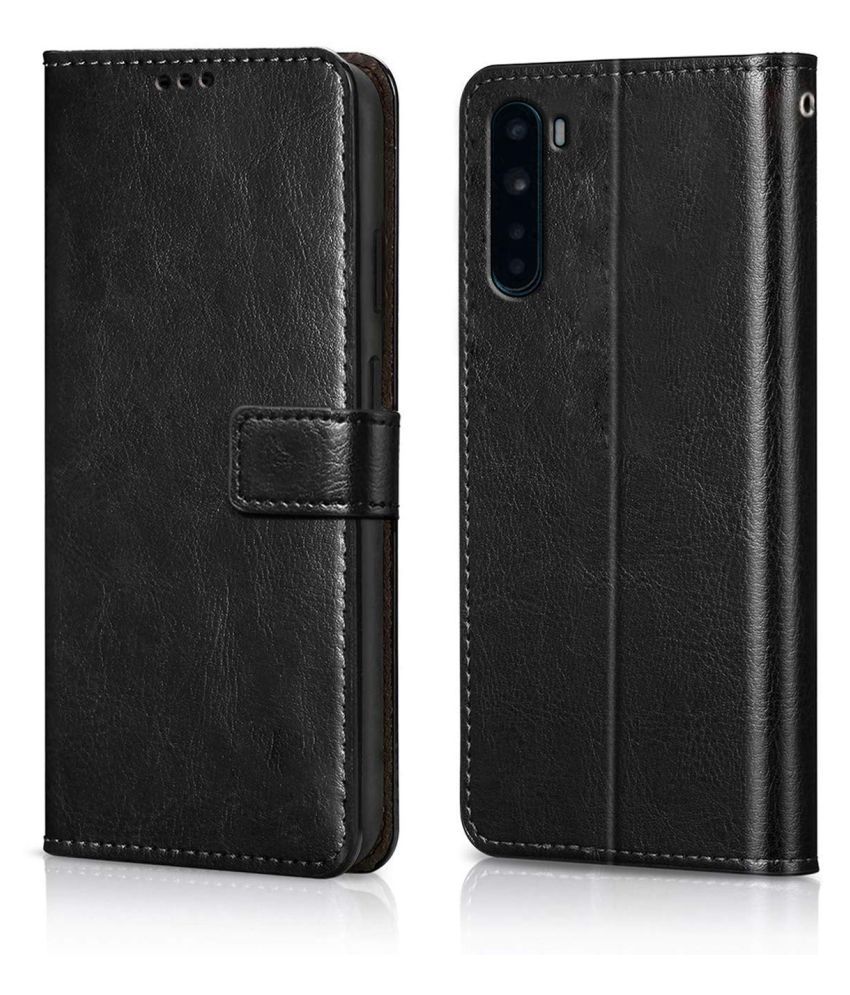     			OnePlus Nord Flip Cover by NBOX - Black Viewing Stand and pocket