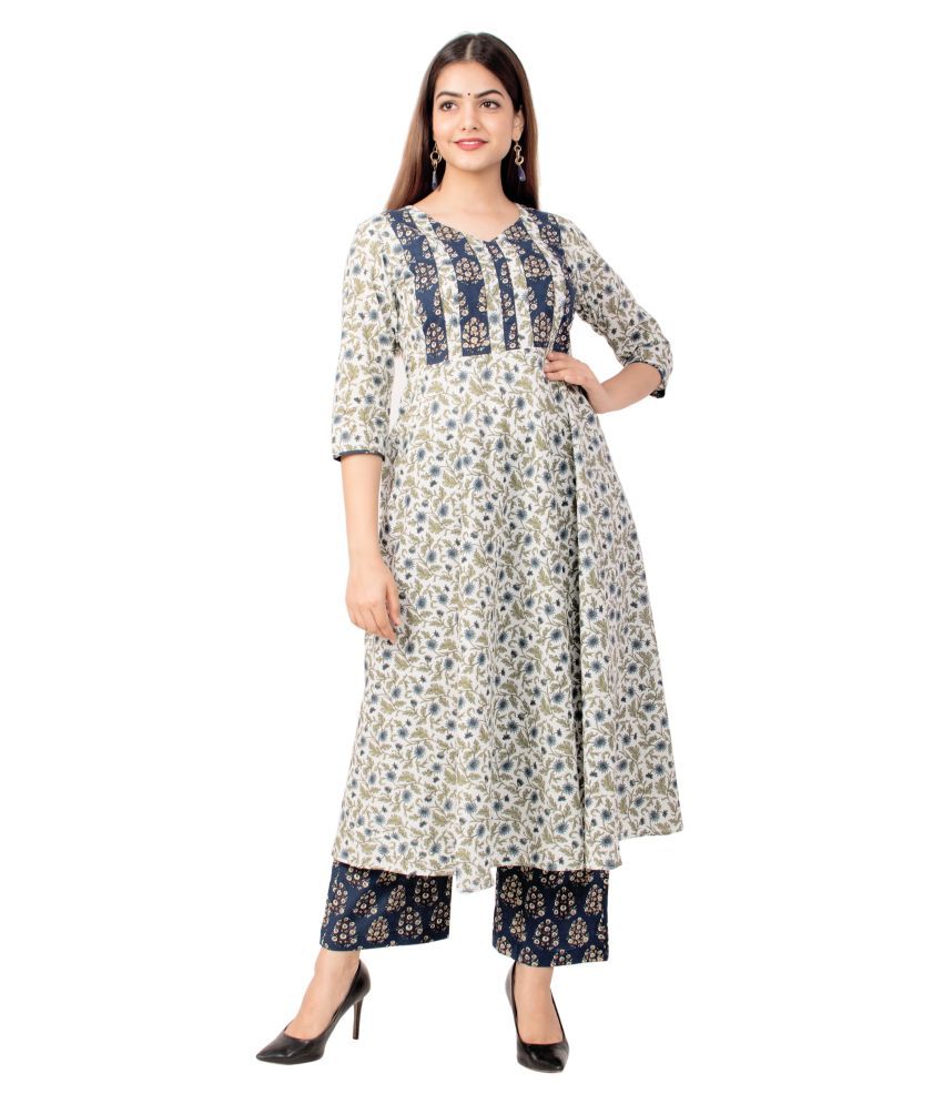     			miravan Cotton Kurti With Palazzo - Stitched Suit