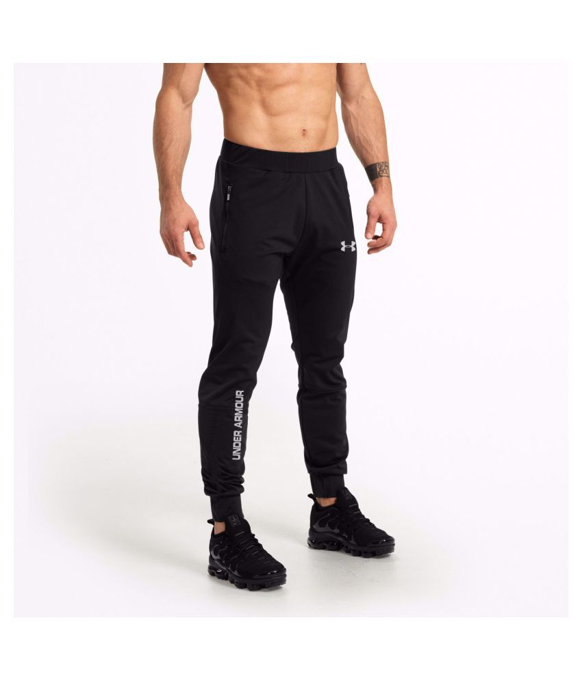 black polyester lycra trackpants