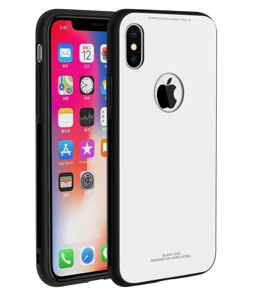 iPhone X Glass Cover CLICKFLEEK White Plain Back Covers Online at