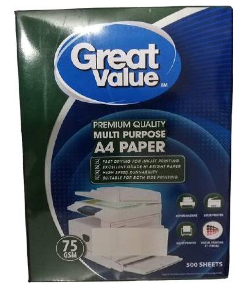 Great Value printer A4 paper 75gsm (Set of 500 sheets, White) Buy