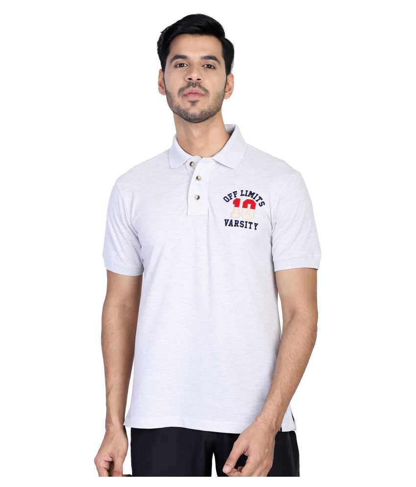     			OFF LIMITS White Polyester Polo T-Shirt