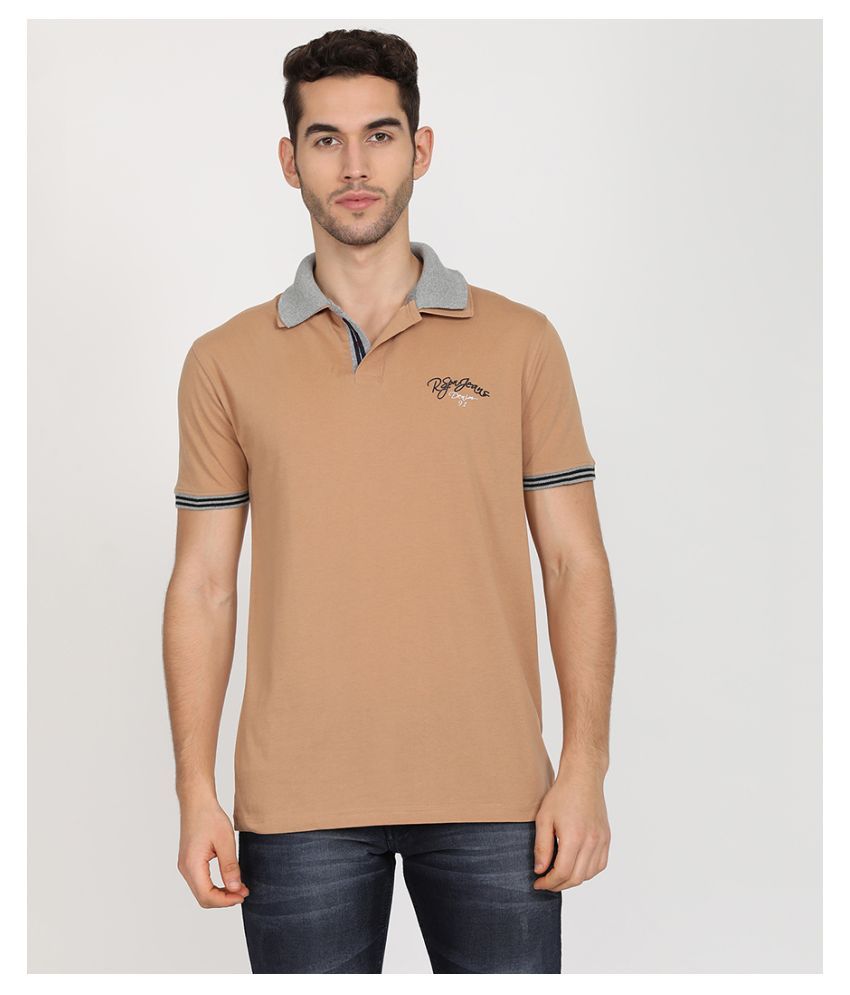 beige long sleeve polo