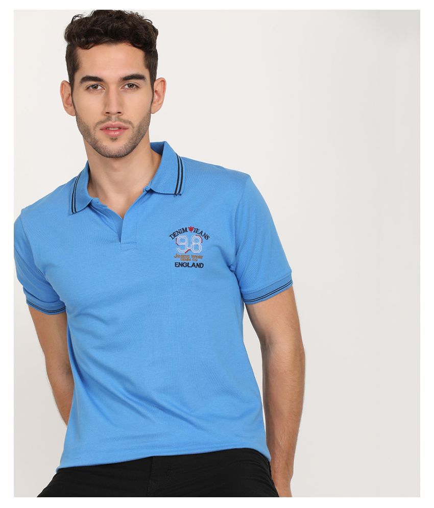 V2 Blue Plain Polo T Shirt - Buy V2 Blue Plain Polo T Shirt Online at ...
