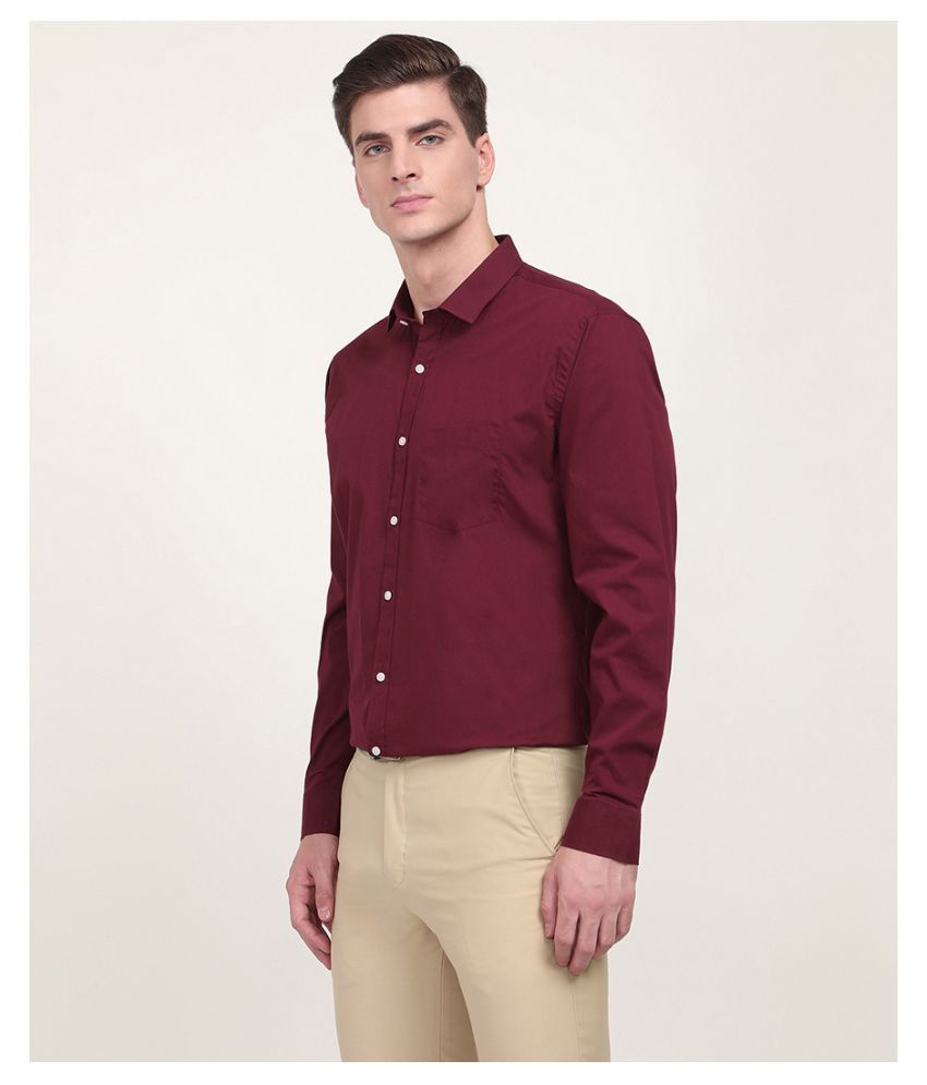 V2 Cotton Blend Maroon Solids Formal Shirt - Buy V2 Cotton Blend Maroon ...
