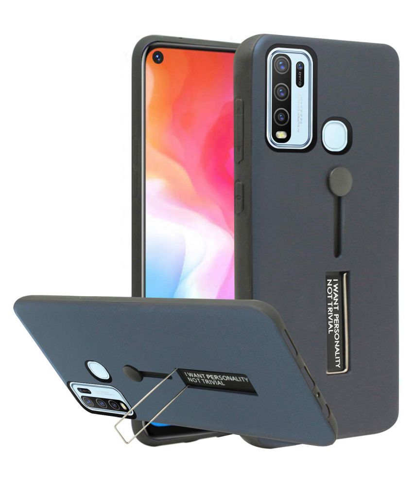 Vivo Y30 Cases with Stands Shining Stars Blue Hidden Ring Plain