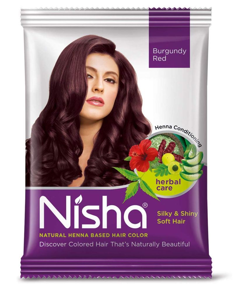     			Nisha Natural Henna Based Conditioning Herbal Permanent Hair Color Burgundy Silky & Shiny Soft Hair 15 g Pack of 10