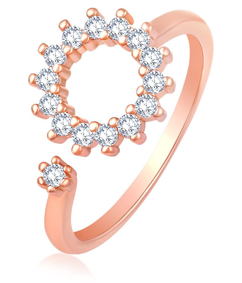     			Asmitta Charming designer Flower Shape Rose Gold toned American Diamond Finger Ring for Women and Girls