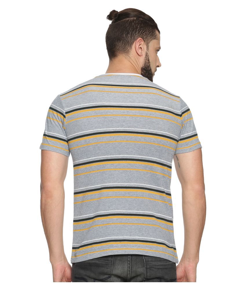 EKFX Blue Cotton Blend Grey Striper T-Shirt - Buy EKFX Blue Cotton
