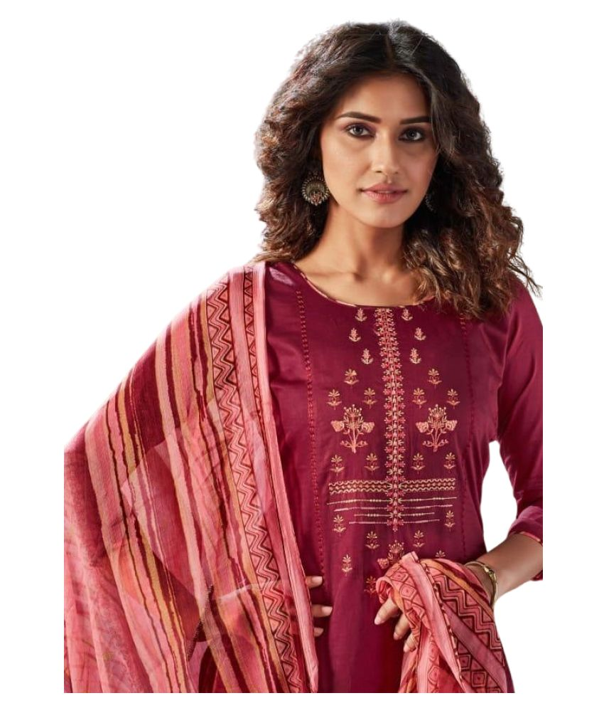 Saffron Attires Purple Cotton Blend Unstitched Dress Material Buy