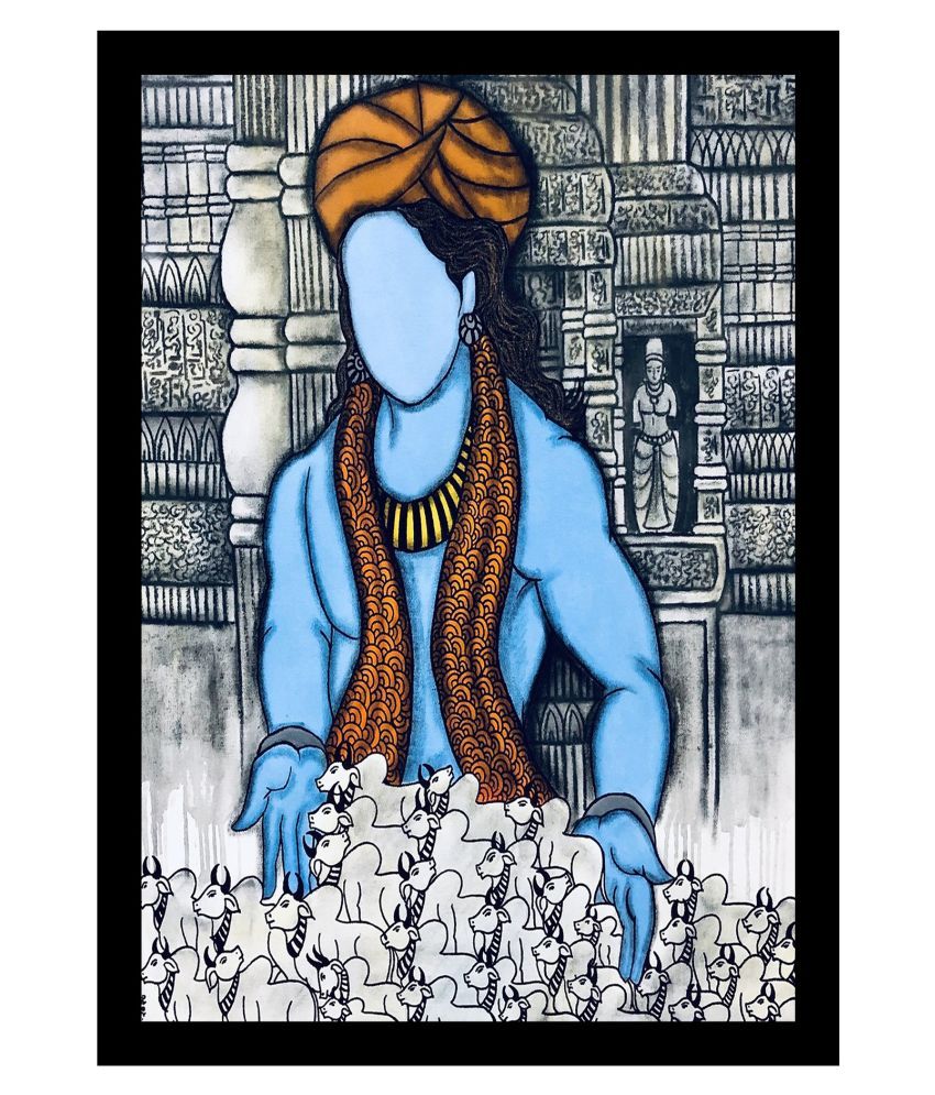 Blue Nexus Spiritual Portraits set of 3 Paper Wall Poster With Frame