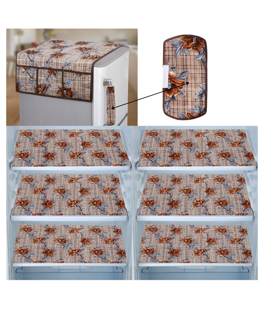     			E-Retailer Set of 8 PVC Brown Fridge Top Cover